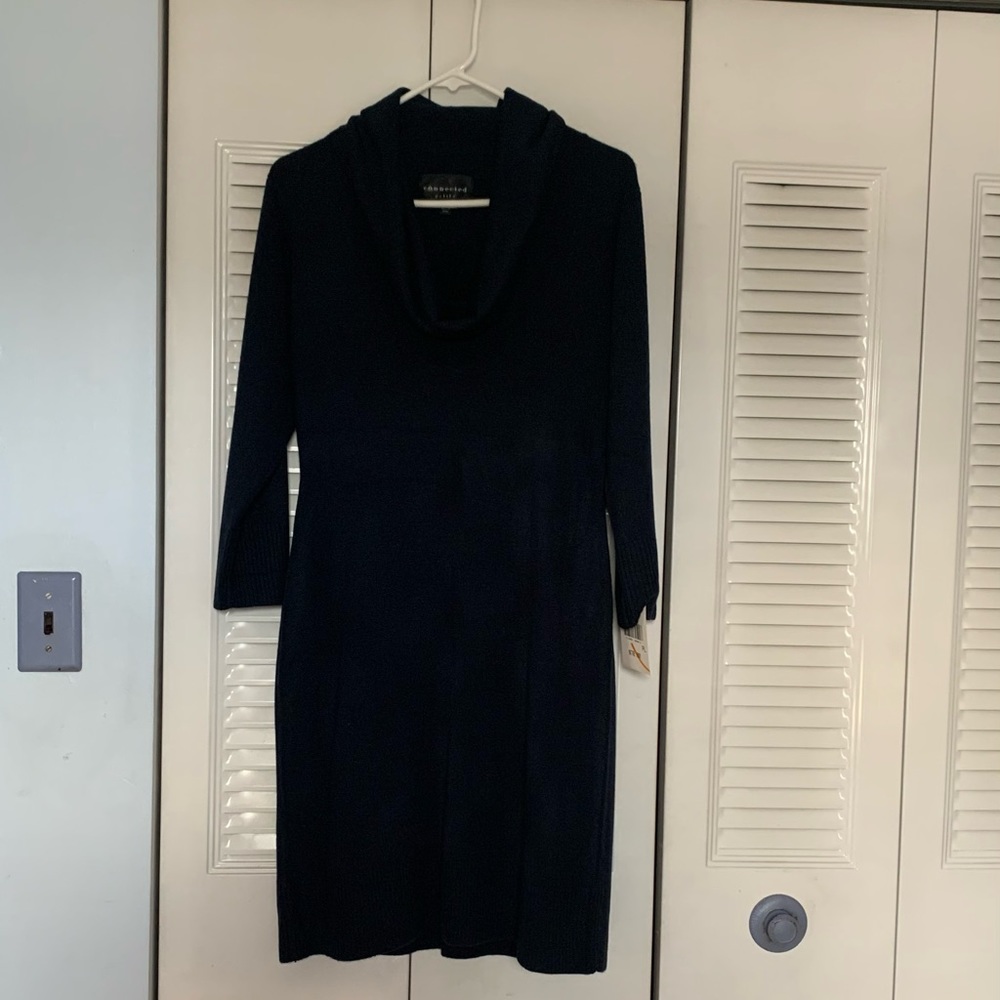 NWT Connected petite large sweater dress in navy blue
